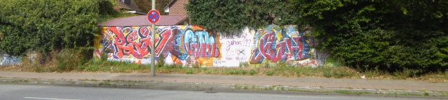 Graffiti an einer Mauer in der Volksparkstraße ab der Kreuzung mit der Kieler Str. , 6