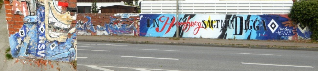 Graffiti an einer Mauer in der Volksparkstraße ab der Kreuzung mit der Kieler Str. , 7a