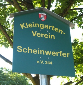 Kleingartenverein Scheinwerfer Eingangsschild