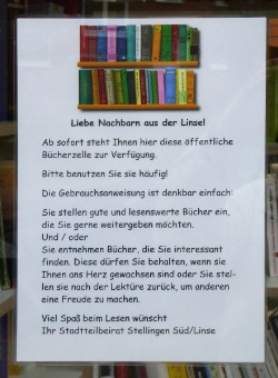 Gebrauchsanleitung für die Bücherzelle.