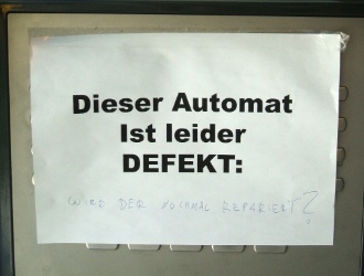 Der Briefmarkenautomat wird nicht repariert